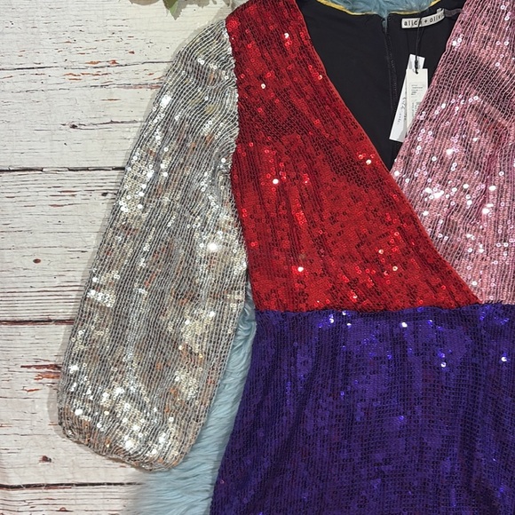 NWT Alice + Olivia Blaze Rainbow Mulit Colored Sequin Dress - Picture 6 of 11